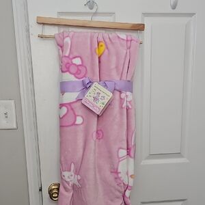 Hello Kitty Pink and Yellow Plush Blanket
